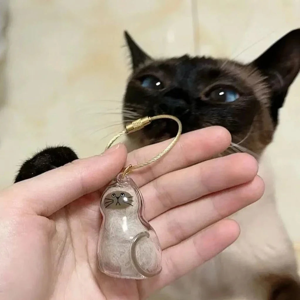 Transparent Pet Hair Keepsake Container Creative Handmade Cat Hair Pendant for Pet Hair Portable Keychain DIY Pendant Accessory